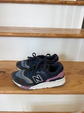 New Balance Kids Navy, Gray and Pink Lace-Up Sneakers
